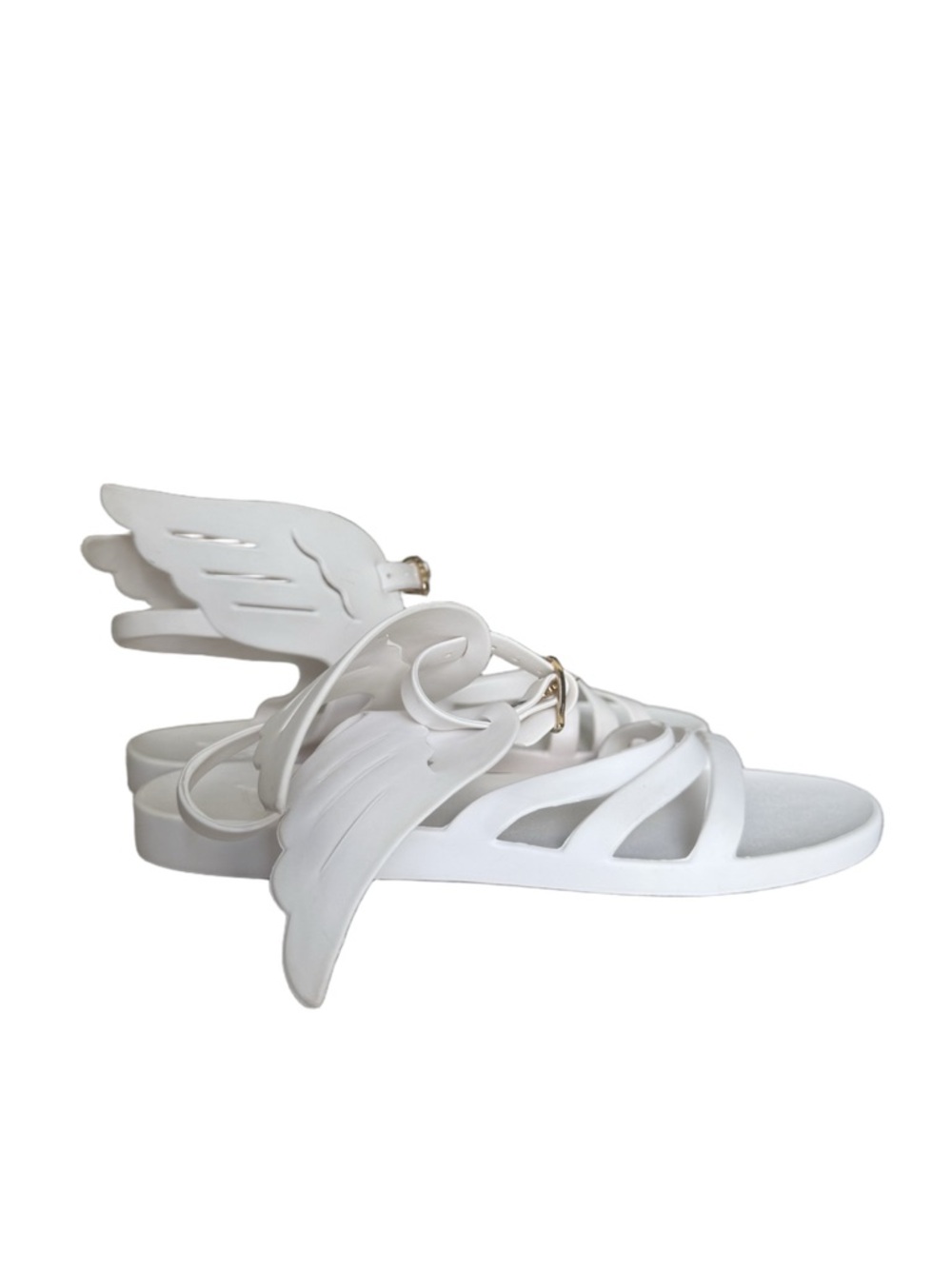 Ancient Greek Sandals Ikaria White Jelly Wing Sandal Flat Italy Size 37 Summer - Picture 4 of 11